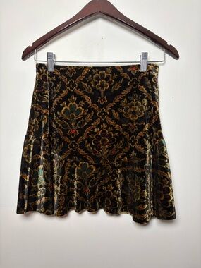 Urban Outfitters Ecote Flocked Velvet Mini Skirt Baroque Tapestry Print Small